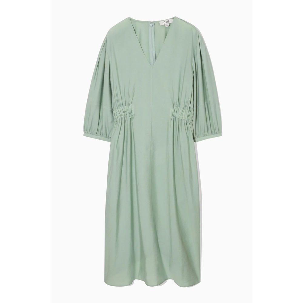 COS voluminous v neck dress green 14 NEW
